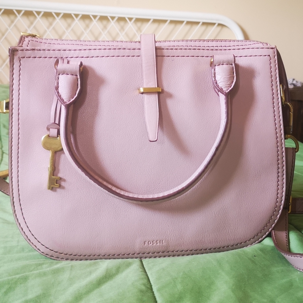 Fossil Ryder leather satchel in Dusty pink